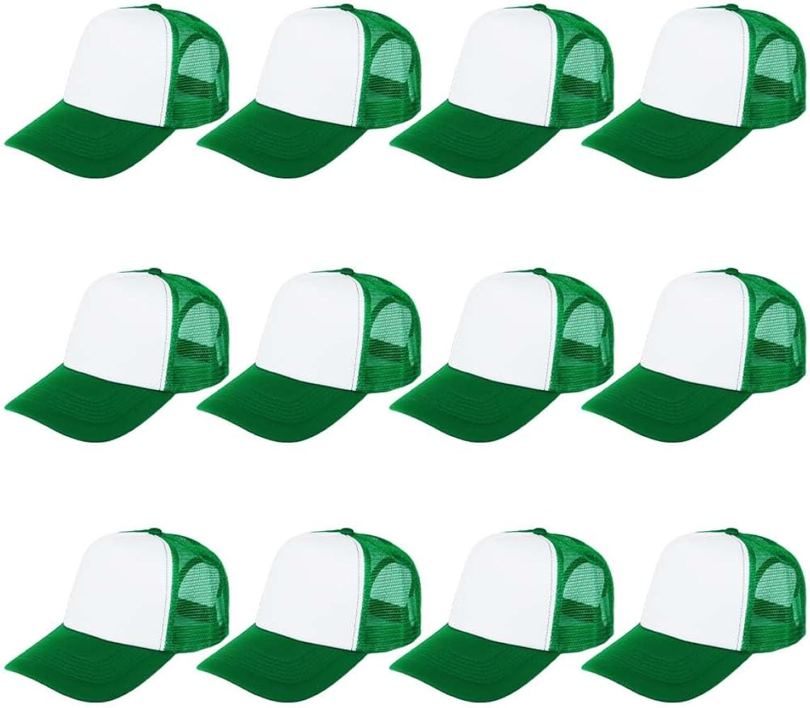 ZH 12 Pcs Sublimation Trucker Hats Blank Mesh Baseball Cap Polyester Bulk Mesh Trucker Hat for Me... | Amazon (US)