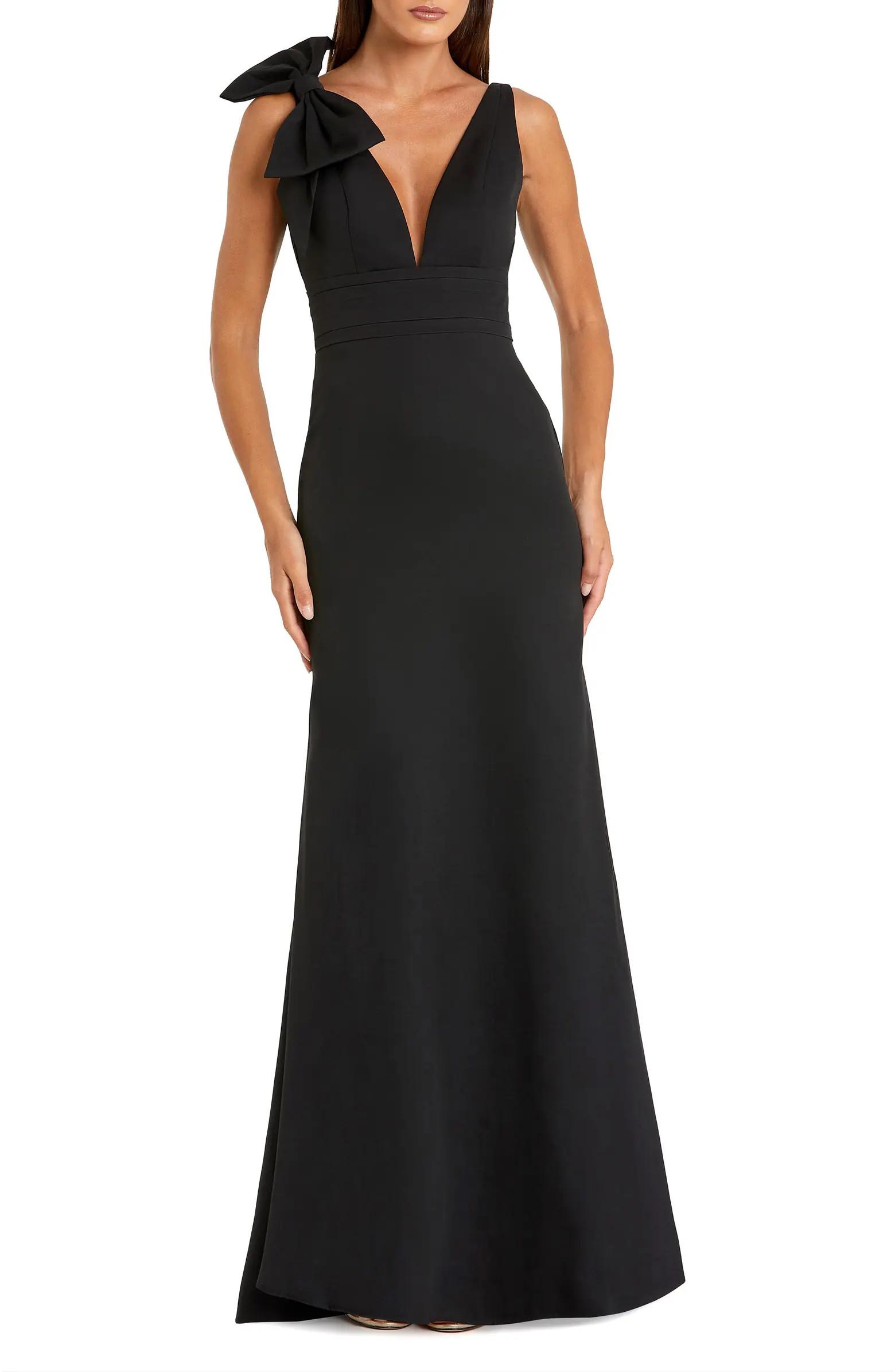 Sleeveless V Neck Bow Detail Mermaid Gown | Nordstrom