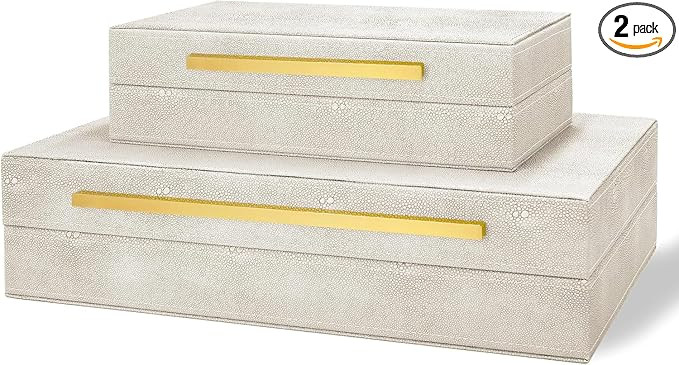 Sanfubox Modern Decorative Box Faux Shagreen Leather, Decorative Storage Boxes with Lids for Home... | Amazon (US)