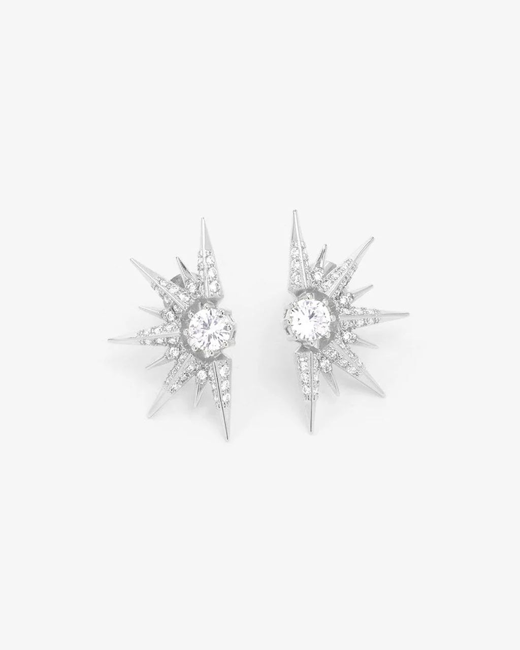 Gabriella Sunburst Stud Earrings - Silver|White Diamondettes | Melinda Maria