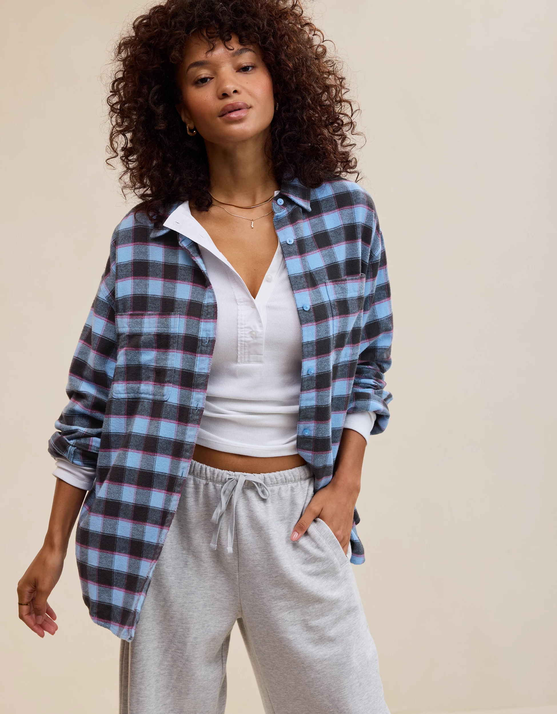 Aerie Anytime Fave Flannel Button Down Shirt | Aerie