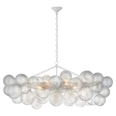 Visual Comfort Talia Plaster White Metal Glass Linear Chandelier - Medium | Kathy Kuo Home
