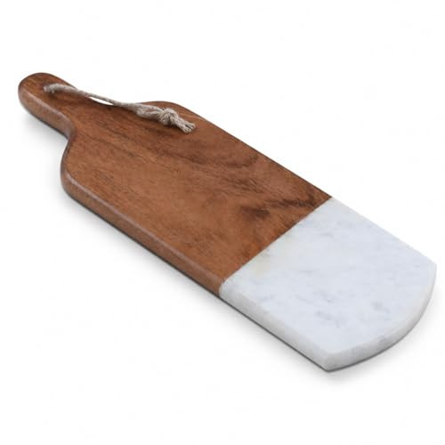 Woodify Marble & Acacia Wood Cutting Board – 16.25x5.5" White Charcuterie, Cheese & Serving Tray for Bread, Steak, Fruit – Elegant Solid Chopping Board for Kitchen & Parties | Amazon (US)