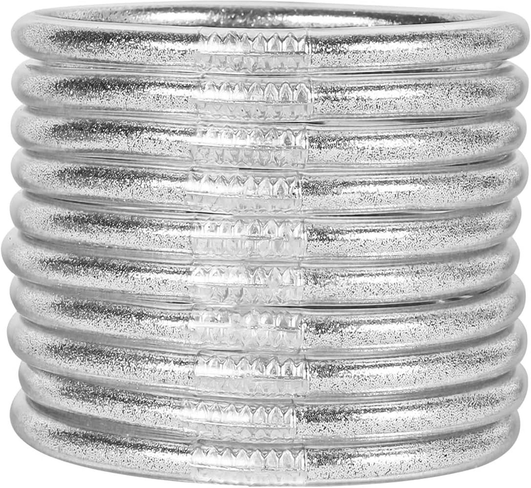 Glitter Jelly Bangle Bracelet Set - Gold Powder Lining Fashion Jewelry - Lightweight Cute Bracele... | Amazon (US)