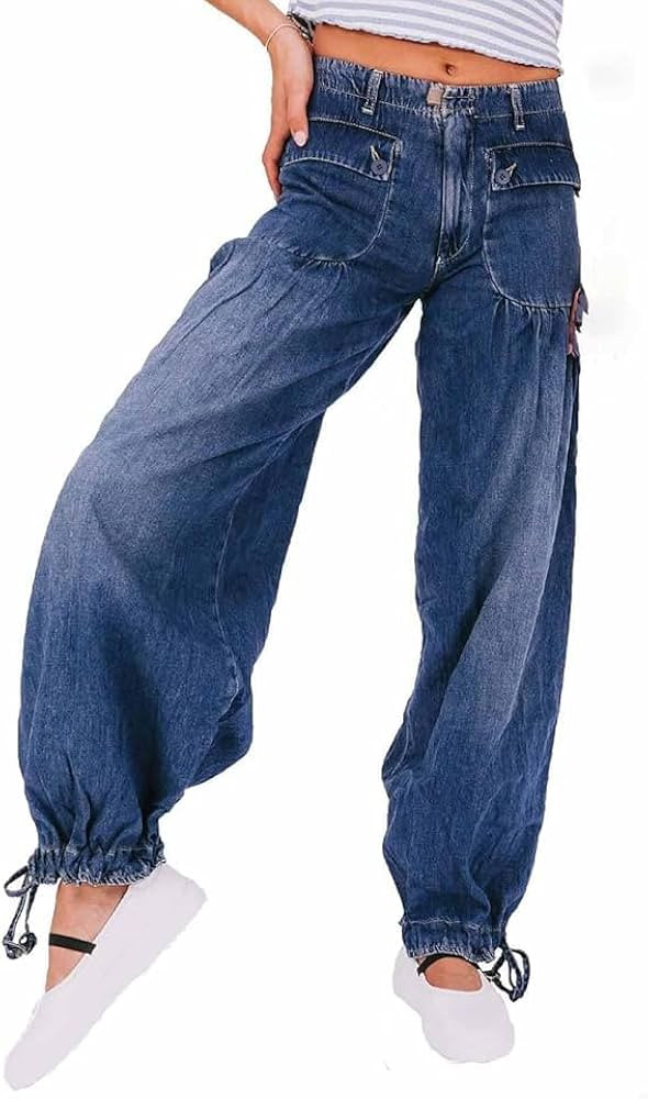 Lotus Tube Jeans, Lotus Tube Jeans Ruffle, Women's Casual Loose Fitting Mid Waist Tube Shaped Jea... | Amazon (US)