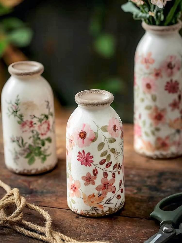Vintage Ceramic Small Vase, Farmhouse Rustic Décor, Home Decorative Vase for Your Kitchen, Bedro... | Amazon (US)