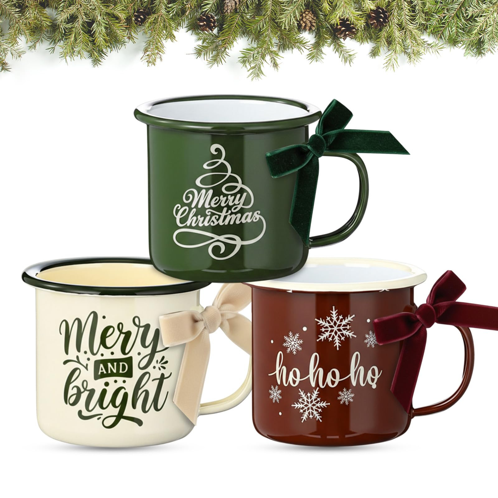 3 Pcs Christmas Employee Appreciation Gifts 12oz Christmas Enamel Mugs Camping Metal Coffee Cups ... | Amazon (US)