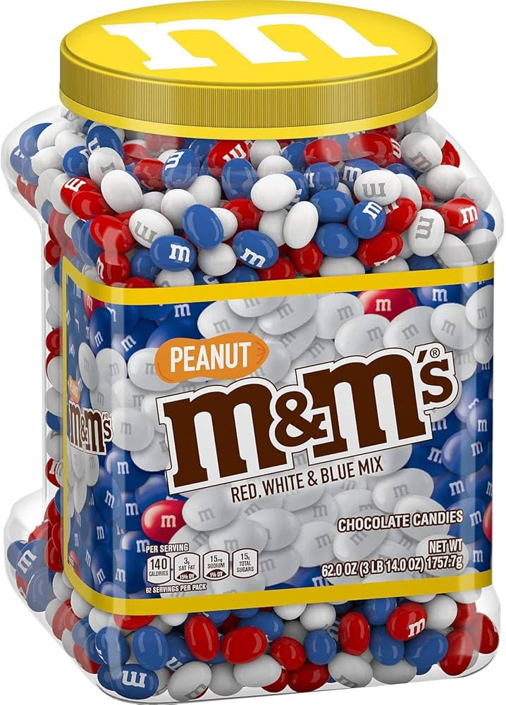 M&M's Red, White & Blue Patriotic Mix Peanut Chocolate Candy, 62 Ounce | Amazon (US)
