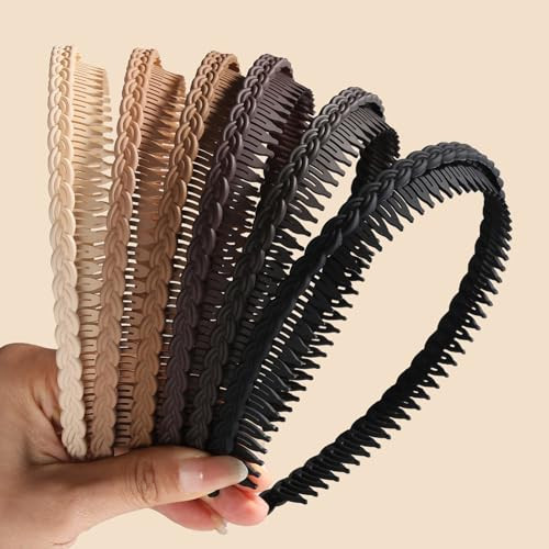 ELLOPH 6Pcs Headbands with Teeth for Women Non Slip, Plastic Comb Hairbands with Teeth, Zig Zag Headbands, Fashion Head Bands for Women's Hair Accessories to Hold Hair Back, Workout, Daily Wearing | Amazon (US)
