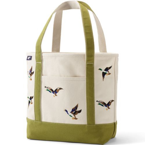 Medium Embroidered 5 Pocket Zip Top Long Handle Canvas Tote Bag - Lands' End | Lands' End (US)