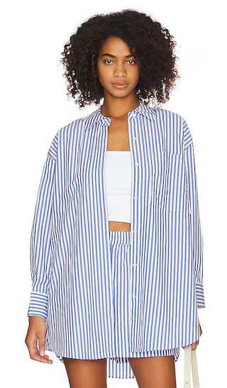 Joey Button Up Shirt in Rivera Stripe | Revolve Clothing (Global)