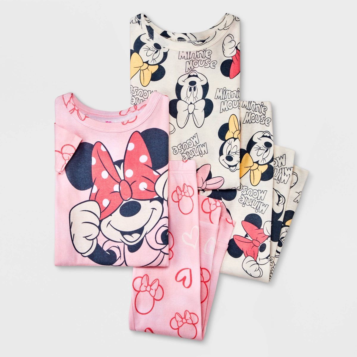 Toddler Girls' 4pc Short Sleeve Minnie Mouse Snug Fit Pajama Set - Pink | Target