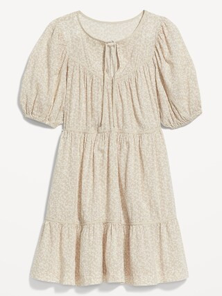 Puff-Sleeve Floral Mini Swing Dress for Women | Old Navy (US)