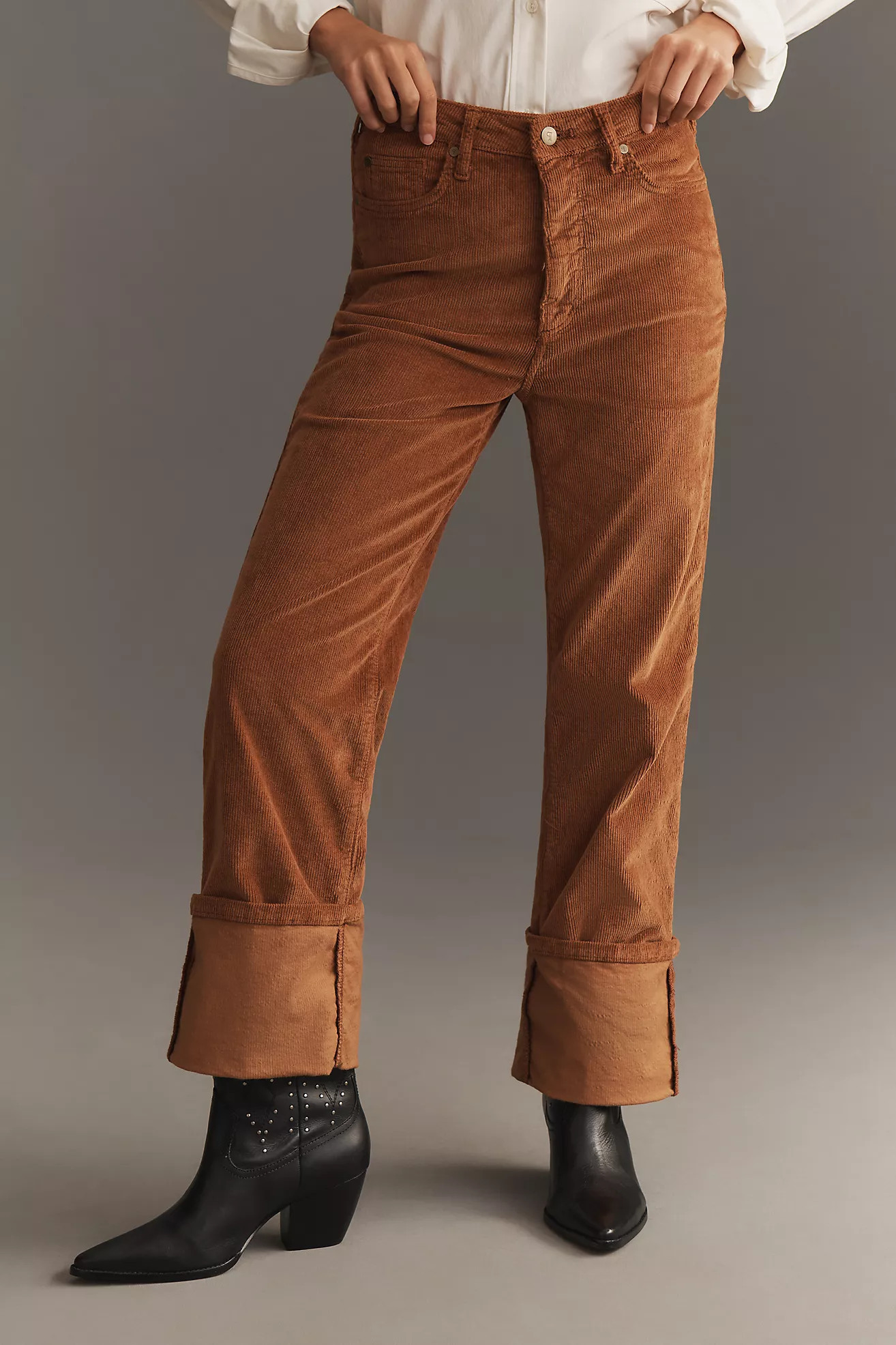 The Scotty Cuffed High-Rise Straight-Leg Jeans by Pilcro: Corduroy Edition | Anthropologie (US)