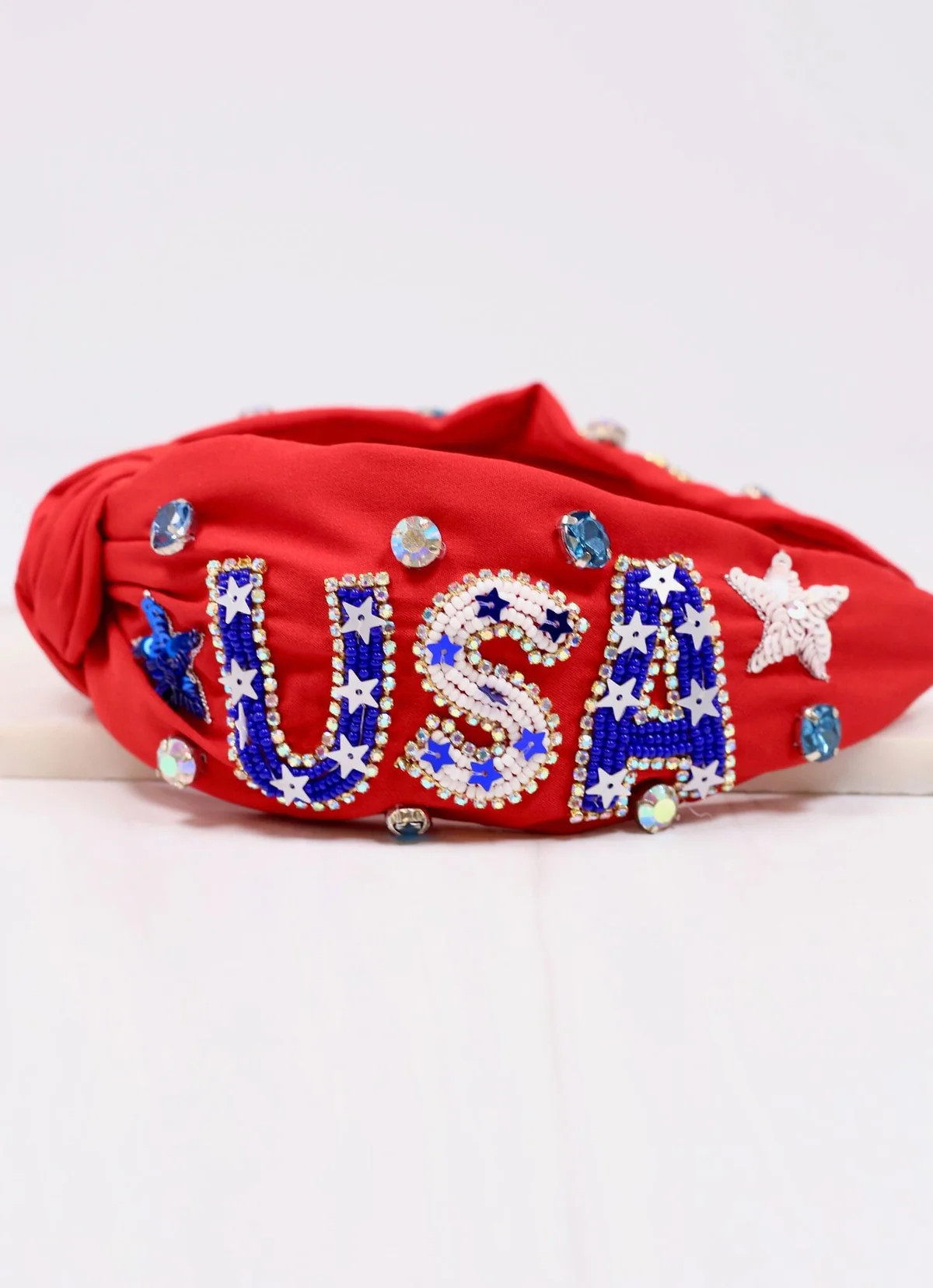 USA Embellished Headband RED | Caroline Hill