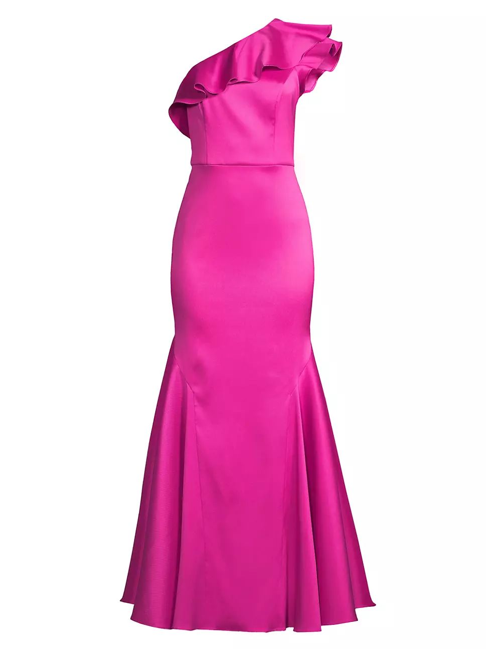 Satin One-Shoulder Ruffle Gown | Saks Fifth Avenue