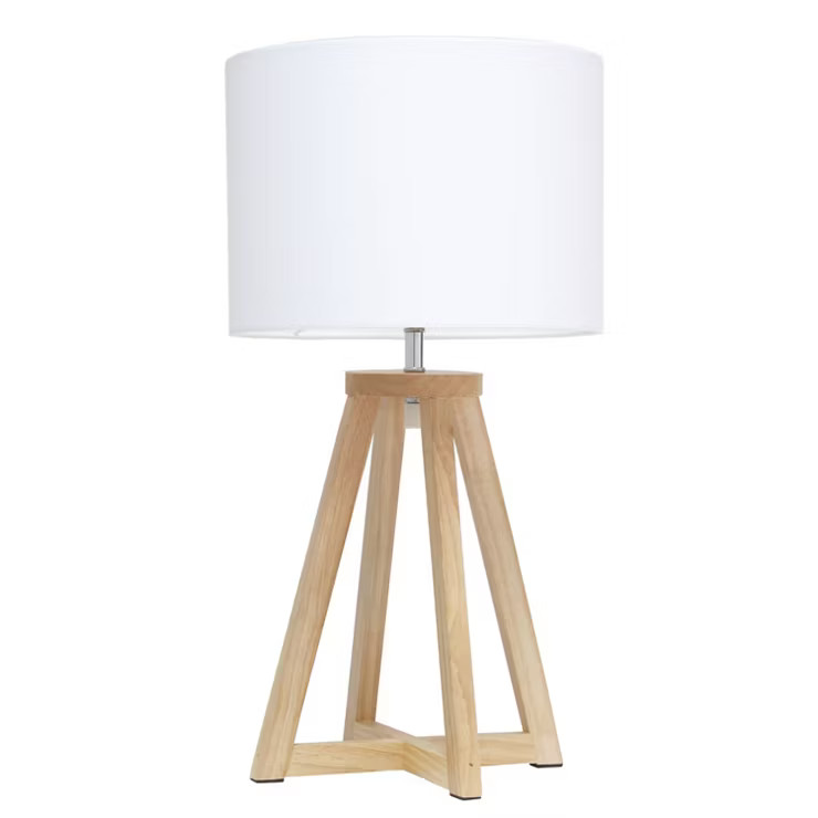 Natural Wood Interlocked Triangular Table Lamp with Fabric Shade White - Simple Designs | Target