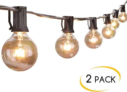 Brightown Outdoor String Lights-2 Pack 25Ft G40 Globe Patio Lights with 26 Edison Glass Bulbs(1 S... | Amazon (US)