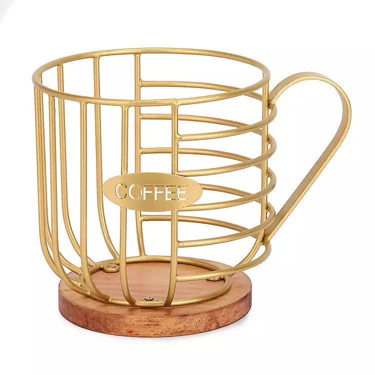 Gold Metal Coffee Cup Basket | Kirklands