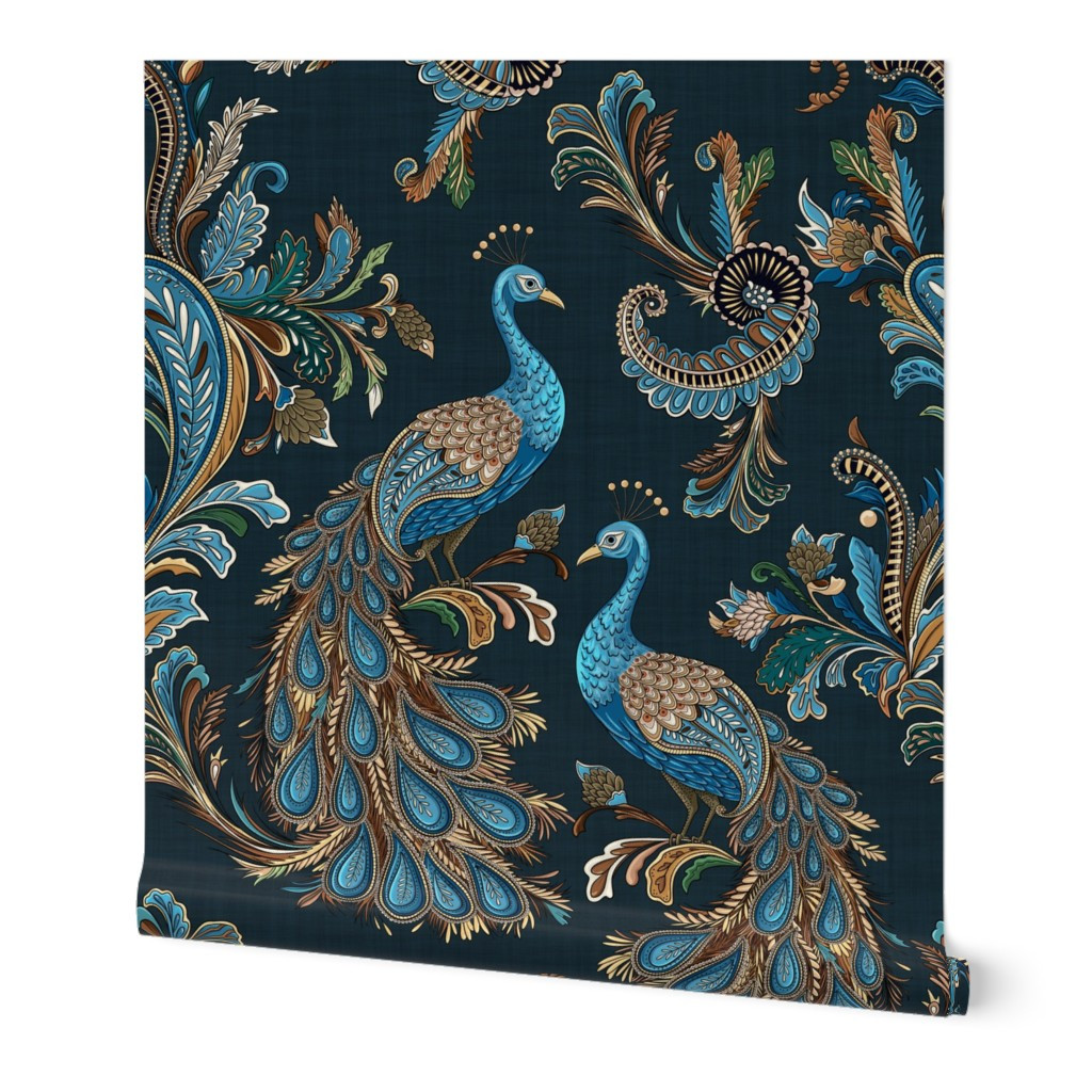 Wallpaper in Paisley Peacocks | Spoonflower