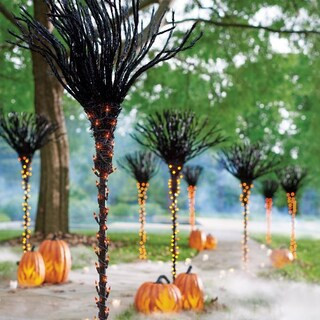 Pre-Lit Broomstick Pathway Markers, Set Of Three - Grandin Road | Grandin Road