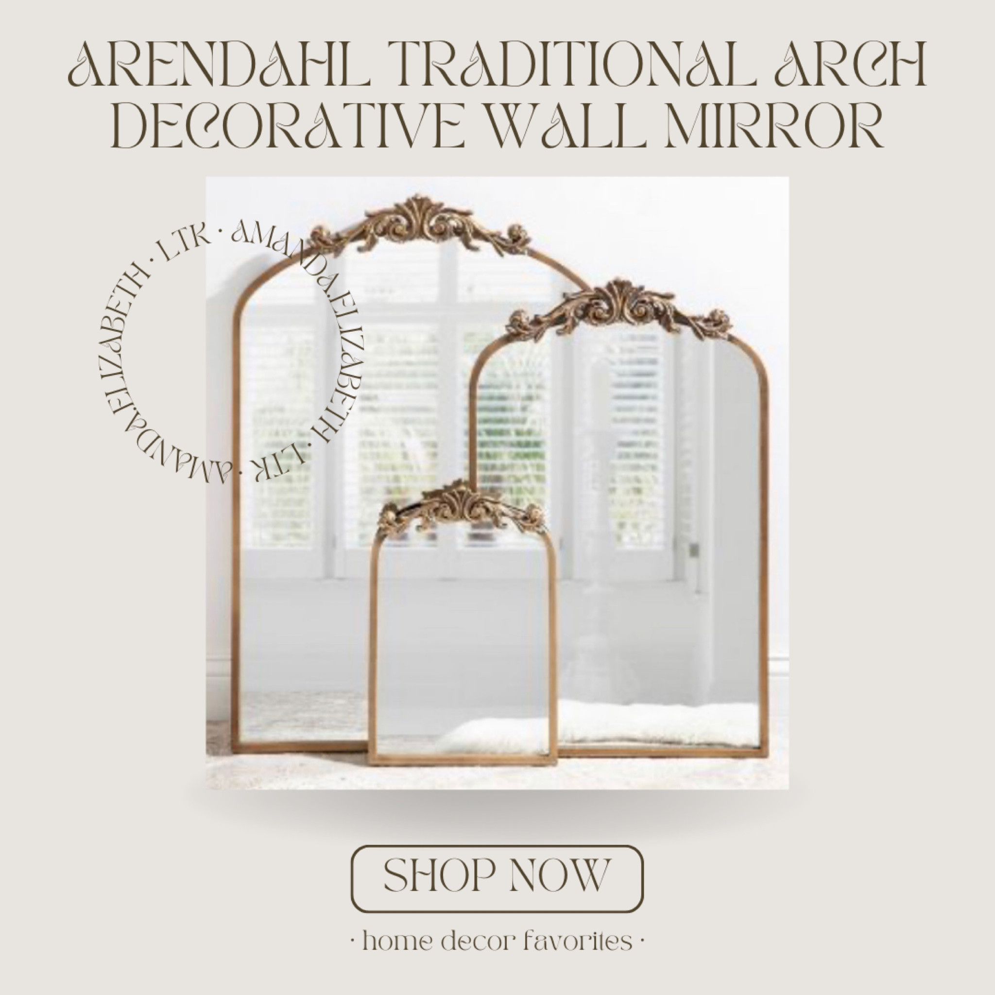 Trending Anthropology mirror dupe - The Arendahl wall mirror is here to bring a brilliant and decadent accent to your traditional home decor. This wall mirror features a baroque-inspired design, with a resin garland crown cascading down an arched iron frame. The antique black finish brings it together as a vintage piece to display anywhere in your home. Showcase it in your living room, bedroom, entryway, bathroom vanity, or dining room. Use the decadent Arendahl mirror to bring dimension to your smaller spaces, opening up the area and illuminating the darker corners. Proudly exhibit the Arendahl mirror on its own or in multiples, measuring 24 inches wide by 36 inches tall, providing enough space to create a fantastic wall statement. This framed mirror is also easy to hang, with a metal keyhole wall hanger discreetly and securely attached to the back. There's no better way to bring an elegant, old-school design to your home than with this beautiful accent mirror. It'll dazzle your guests and create a permanent statement piece for your living space.

#LTKunder100 #LTKhome #LTKFind