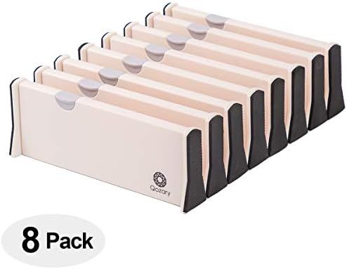 Qozary 8 Pack Adjustable Drawer Dividers Organizer Separators Expandable from 10.9-17.2", Plastic... | Amazon (US)