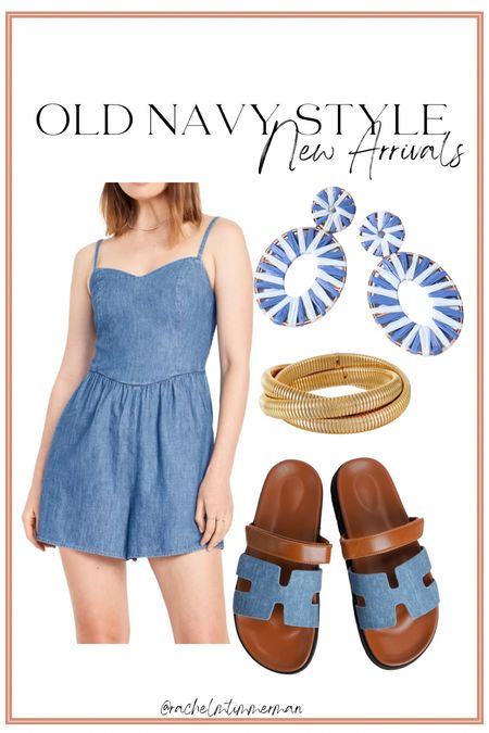 This Old Navy chambray romper is currently on sale for $20! I love the style. Also found these cute earrings on Amazon and love these sandals as well! They have great reviews and look very comfortable. This is my go to bracelet as well.

Amazon fashion. LTK under 50. LTK sale alert. Denim romper. Old navy. Walmart fashion. 