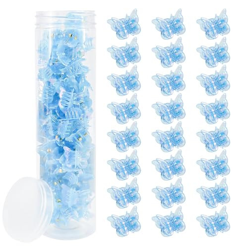 Ahoney 60PCS Mini Butterfly Hair Clips for Hair with Box Glitter 90s Y2k Hair Accessories for Girls Women (Blue) | Amazon (US)
