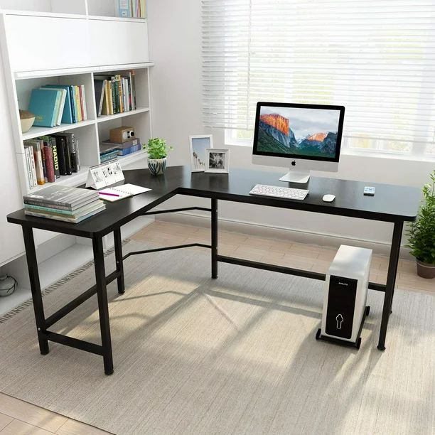 Ktaxon L-Shaped Computer Desk Corner PC Latop Table Study Office Workstation Black | Walmart (US)