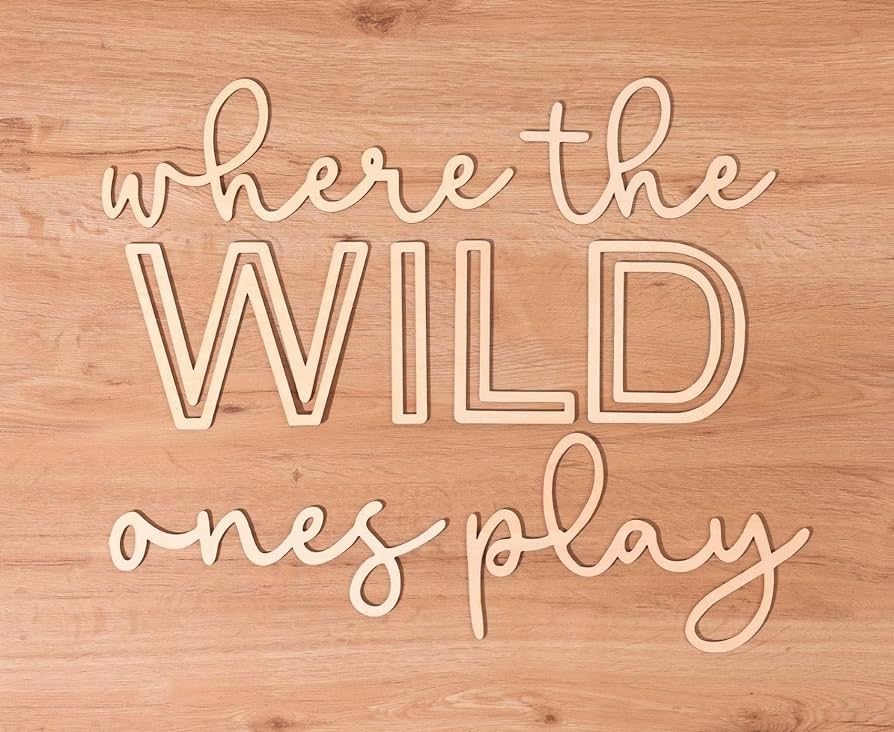 Playroom Wall Decor, 24" XL 3D Where The Wild Ones Play Nursery Sign Wooden Wall Art Decoration f... | Amazon (US)