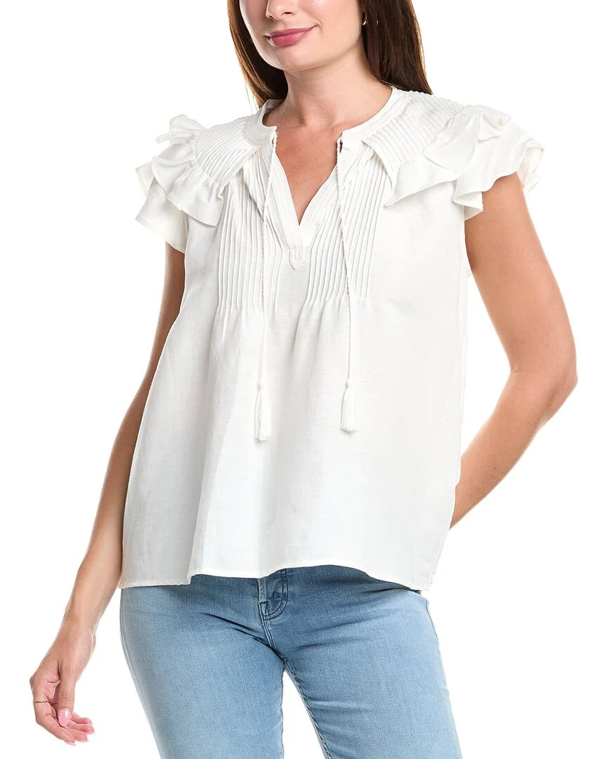 T Tahari Linen-Blend Blouse | Shop Simon