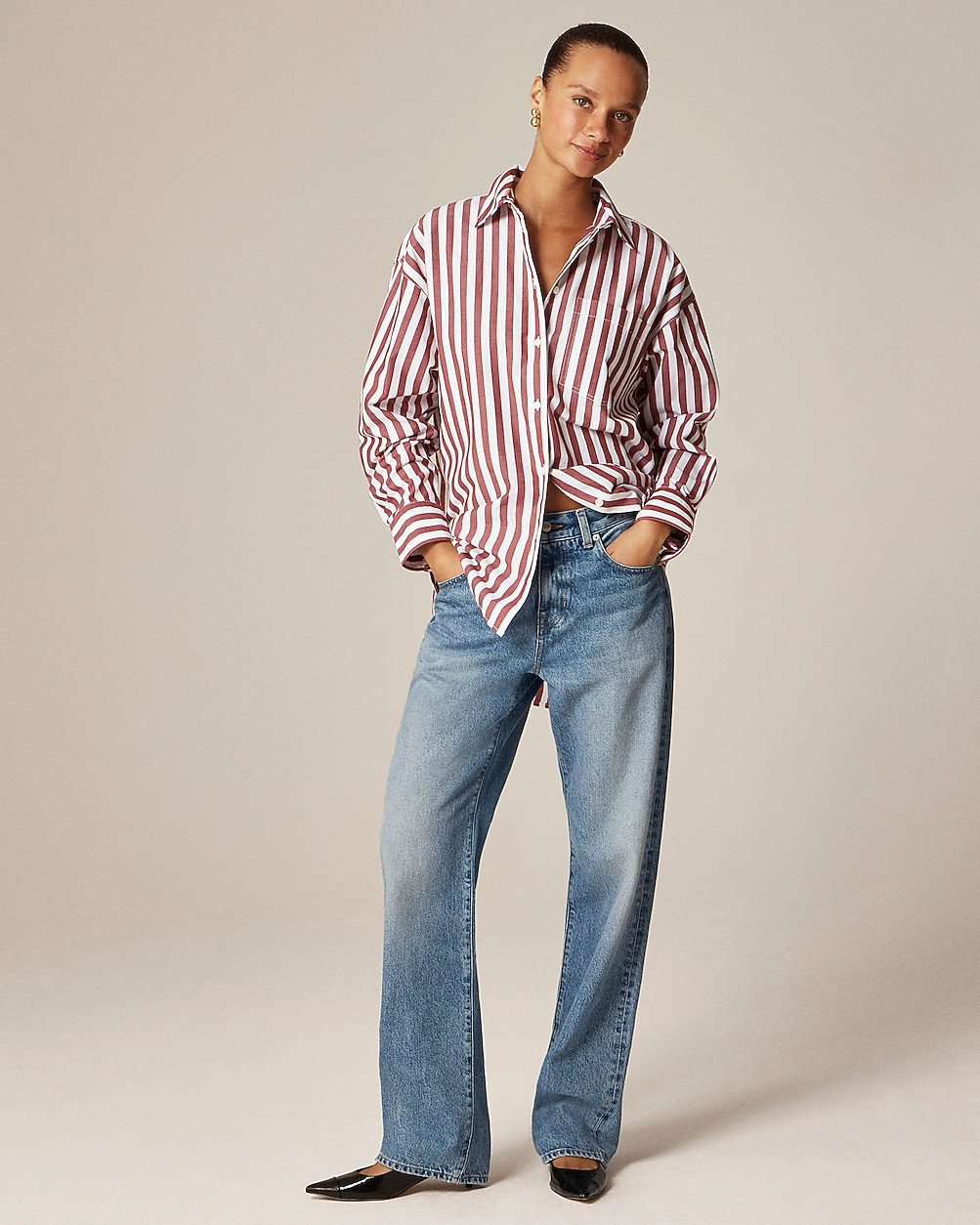 Étienne oversized shirt in striped cotton poplin | J. Crew US