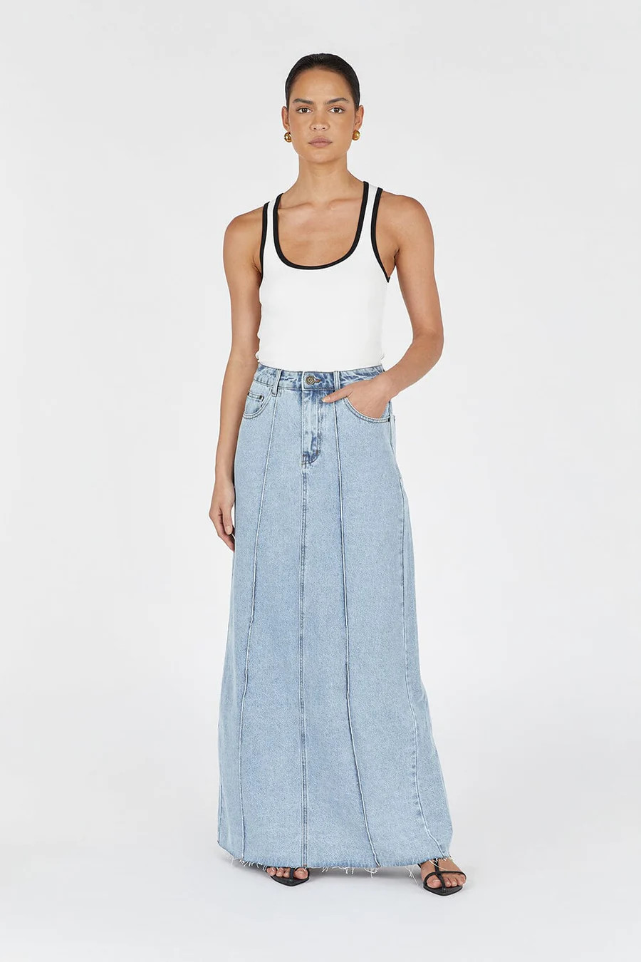 DELLA BLUE COLUMN DENIM SKIRT | DISSH