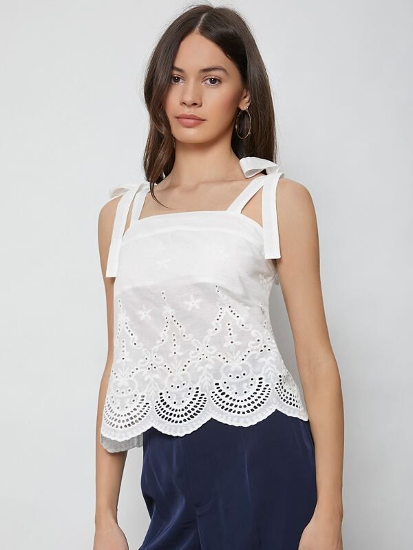 SHEIN Tie Shoulder Schiffy Cami Top | SHEIN