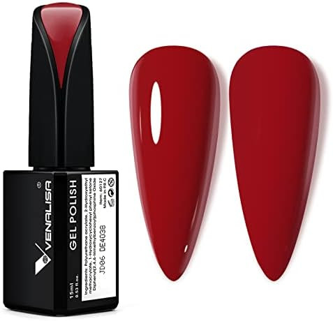 VENALISA 15ml Gel Nail Polish, Carmine Red Color Soak Off UV LED Nail Gel Polish Nail Art Starter Ma | Amazon (US)