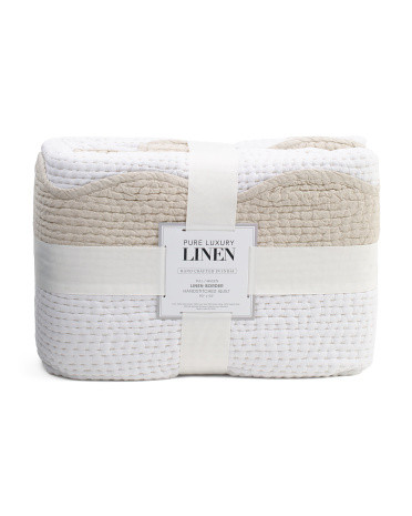 Cotton And Linen Blend Scalloped Edge Quilt | Bed & Bath | Marshalls | Marshalls