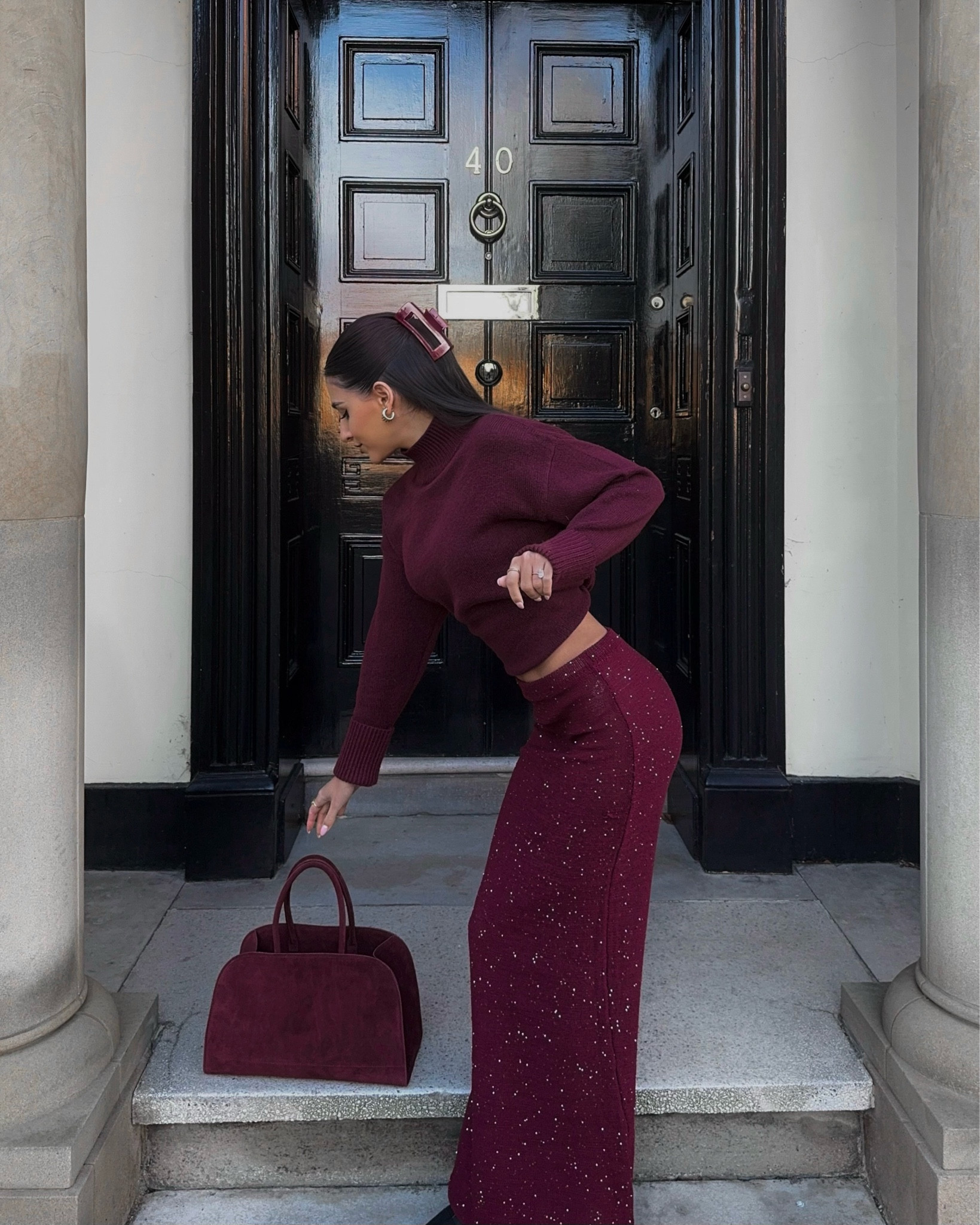 Full burgundy look💞