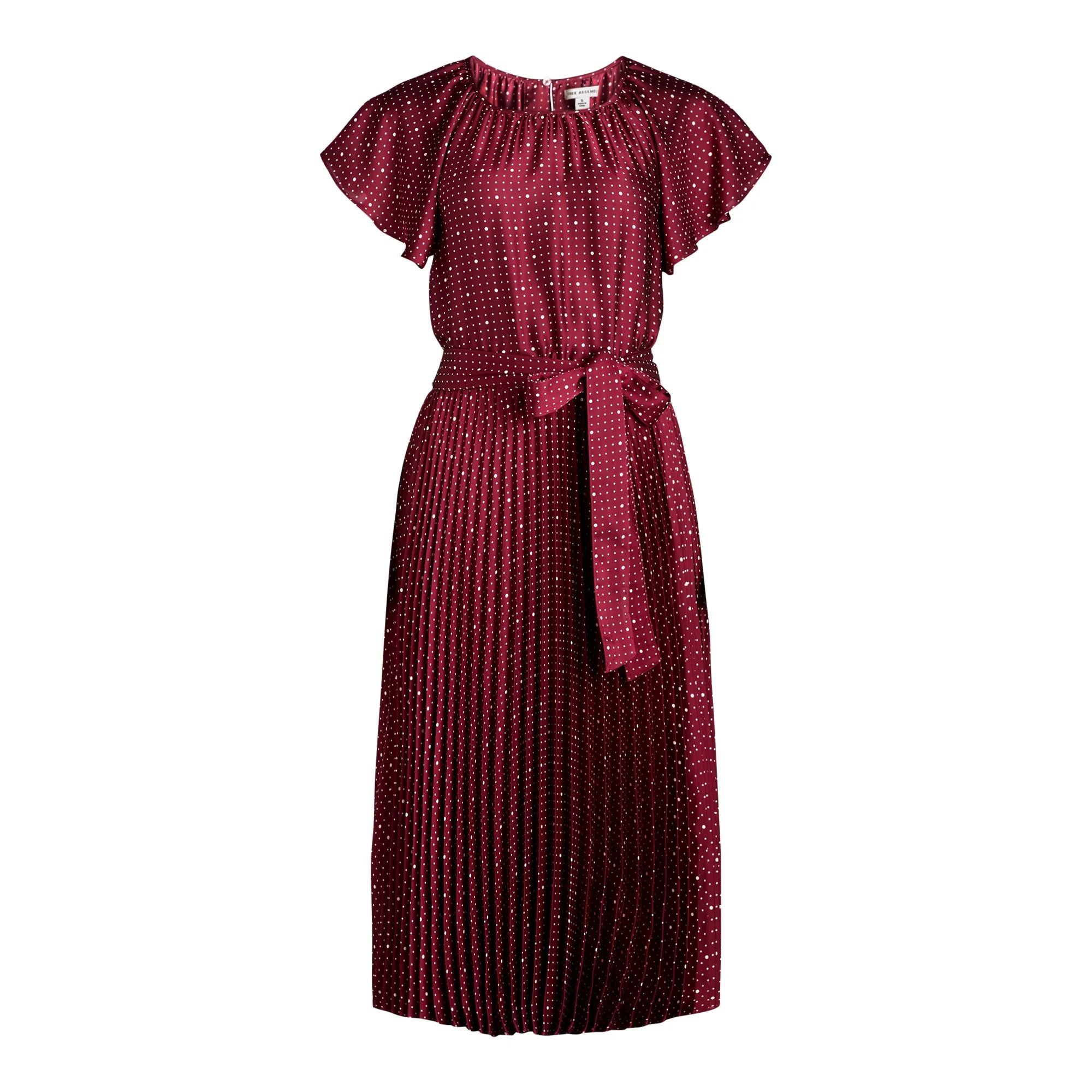 Free Assembly Women’s Pleated Midi Dress with Flutter Sleeves, Sizes XS-XXL - Walmart.com | Walmart (US)