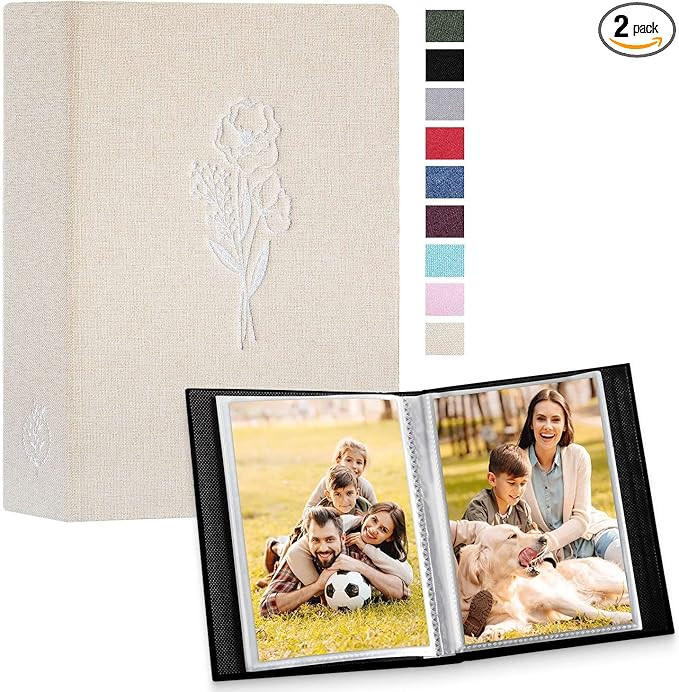 Lanpn Photo Album 4x6 100 Pictures 2 Packs, Small Mini Capacity Linen Photo Book Sets, Each Pack ... | Amazon (US)