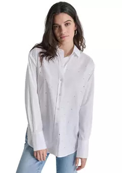 DKNY Jeans Women's Long Sleeve Rhinestone Shirt | Belk