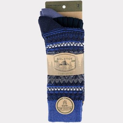 Signature Gold by GOLDTOE Men's Nordic Fair Isle Boots Socks 2pk - Blue/Peacoat 6-12.5 | Target