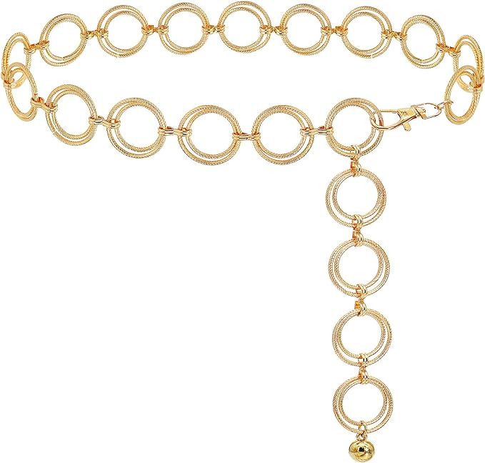 Glamorstar O-Ring Chain Belt Waist Chain Belts for Women Dresses | Amazon (US)