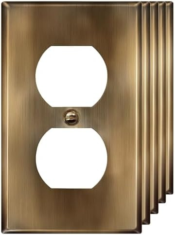 ENERLITES Duplex Receptacle Outlet Metal Wall Plate, Stainless Steel Outlet Cover, Corrosion Resi... | Amazon (US)