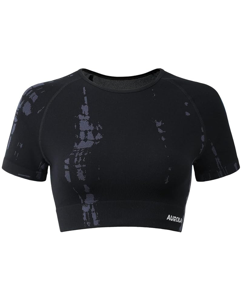 AUROLA Serpent Snake Seamless Workout T-Shirts for Women,Short Sleeve Crop Top Gym Yoga Athletic ... | Amazon (US)