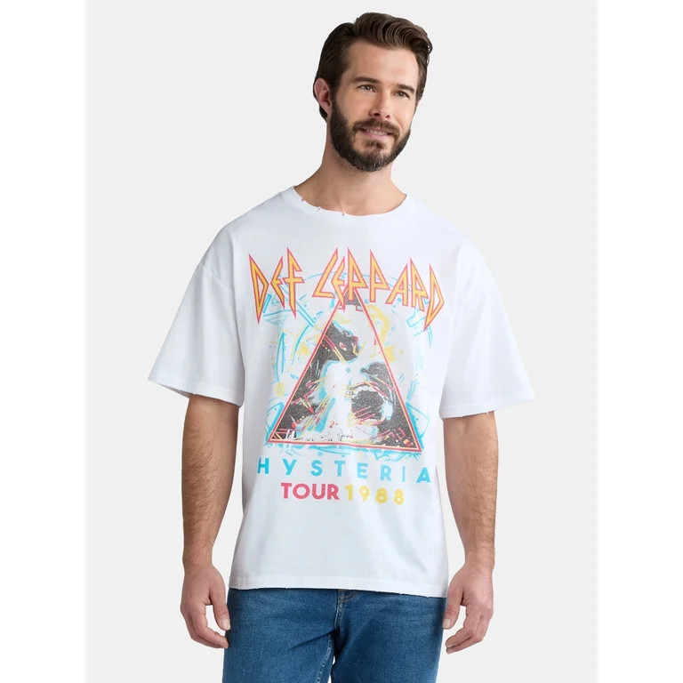 Def Leppard Men's & Big Men's Oversized Graphic Band Tee, Sizes XS-3XL | Walmart (US)
