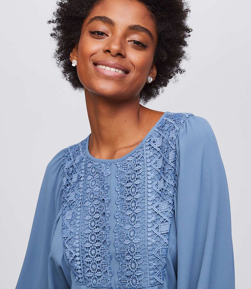 Lace Bib Blouse | LOFT