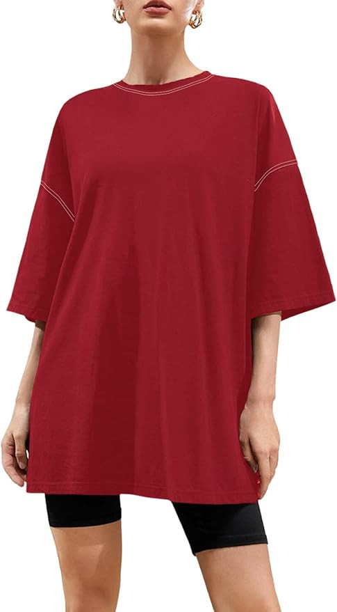 FSHAOES Womens Oversized T-Shirt Summer Casual Short Sleeve Loose Crewneck Half Sleeve Shirts Tun... | Amazon (US)