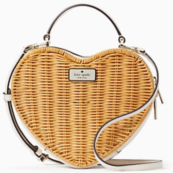 KATE SPADE Love Shack Heart Wicker Crossbody K7403 Rattan Hand Bag Parchment | Poshmark