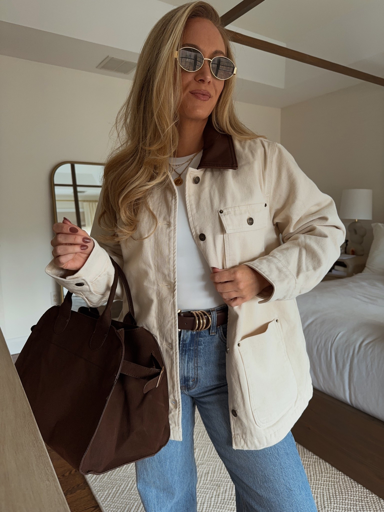 Barn jacket Fall outfit paired with a white long sleeve, light wash Abercrombie jeans, and chocolate brown accessories! Wearing a size small in jacket and top. 

Fall outfit inspiration, barn jackets, chocolate brown bag, fall accessories, Abercrombie jeans

#LTKFindsUnder50 #LTKStyleTip #LTKFindsUnder100